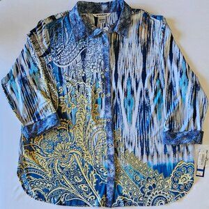 Peter Nygard Button Up Top Blouse Women's XL NWT